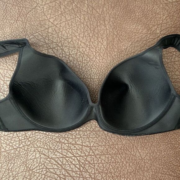 Izod Rose Lace Overlay‎ Padded Strap Lightly Padded Full Coverage Black Bra 42D - Picture 6 of 9